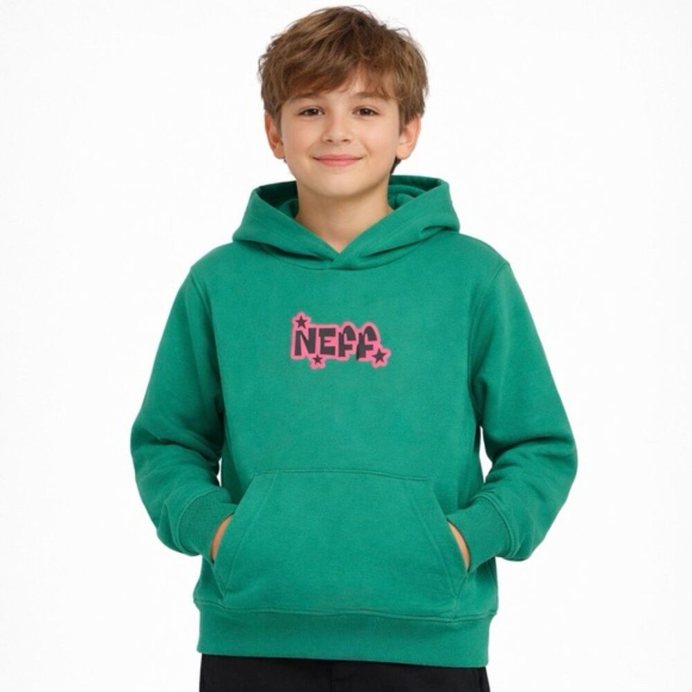FINAL PRICE! Neff Boys Skateboard Youth Sweatshirt Green Pink Y2K Skater Style